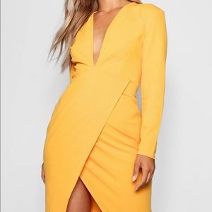 Plunge Wrap Midi Dress